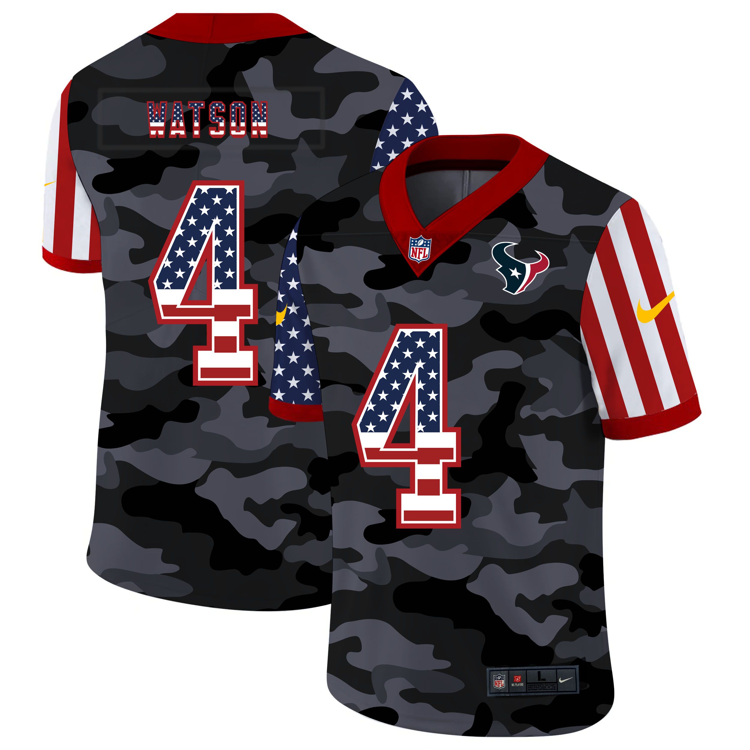 Men Houston Texans 4 Watson 2020 Nike Camo USA Salute to Service Limited NFL Jerseys